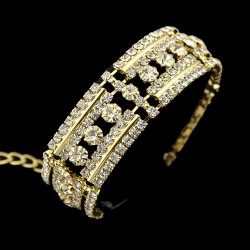 Yellow Gold plated bracelet with glittering clear zircons